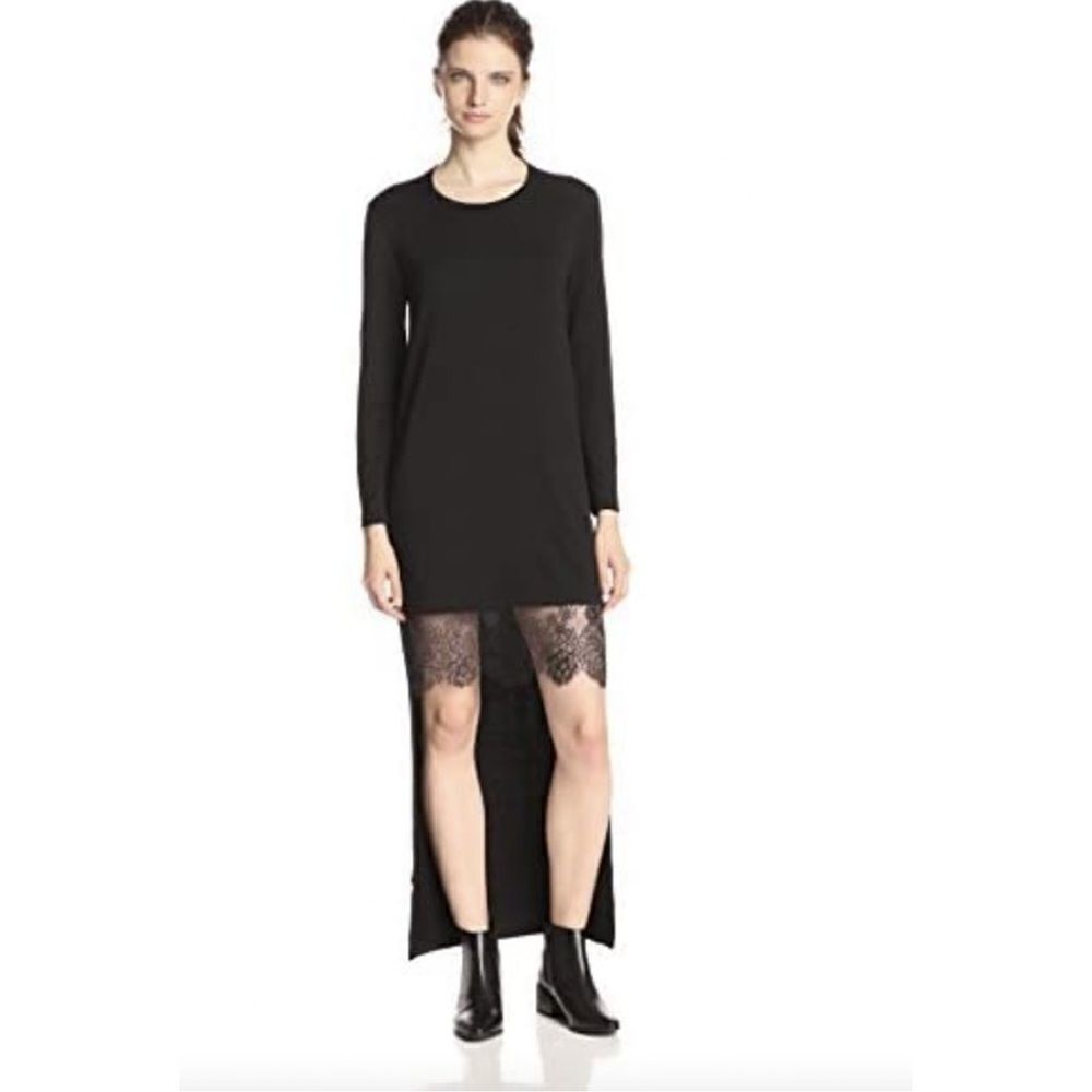 BCBG Maxazria Braidey Black Lace High Low Sweater Dress. Size Small.